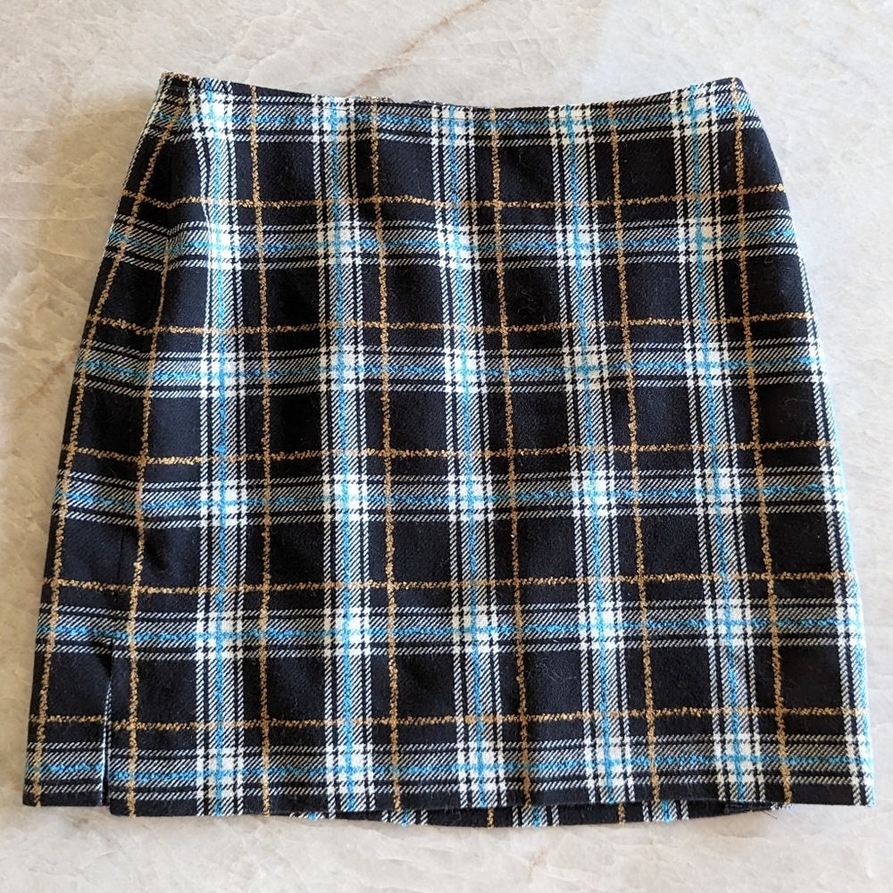 1990's Y2k Sisley Italian Plaid Mini Skirt S